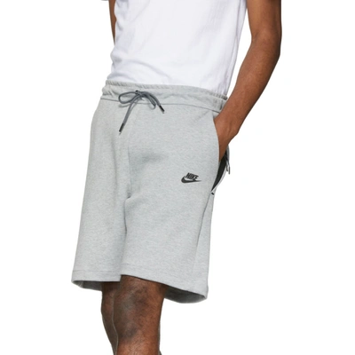 Shop Nike Grey Tech Fleece Nsw Shorts In 063 Dkgrey