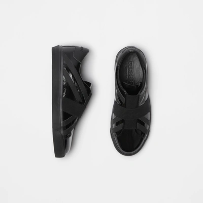Shop Burberry Union Jack Motif Slip-on Sneakers In Black