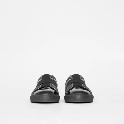Shop Burberry Union Jack Motif Slip-on Sneakers In Black