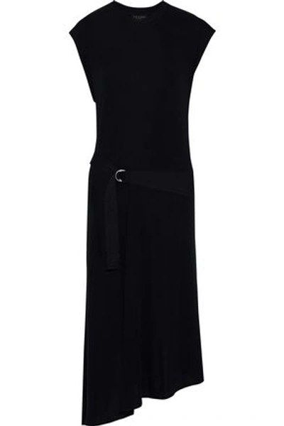 Shop Rag & Bone Woman Ophelia Asymmetric Gathered Stretch-jersey Midi Dress Black