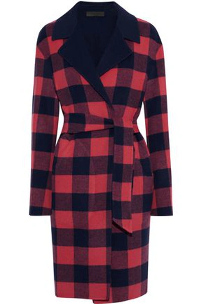 Shop Rag & Bone Sven Reversible Checked Wool-blend Felt Coat In Crimson