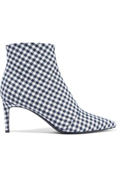 Shop Rag & Bone Beha Gingham Cotton And Linen-blend Ankle Boots In Navy
