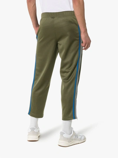 Shop Comme Des Garçons Shirt Striped Cropped Sweat Pants In Green