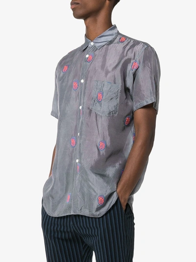 Shop Comme Des Garçons Homme Deux Comme Des Garçons Shirt Mask Embroidered Short-sleeved Shirt In Grey