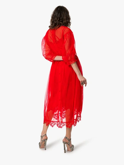 Shop Simone Rocha Balloon-sleeve Lace-trim Tulle Dress In 0069 Tulle
