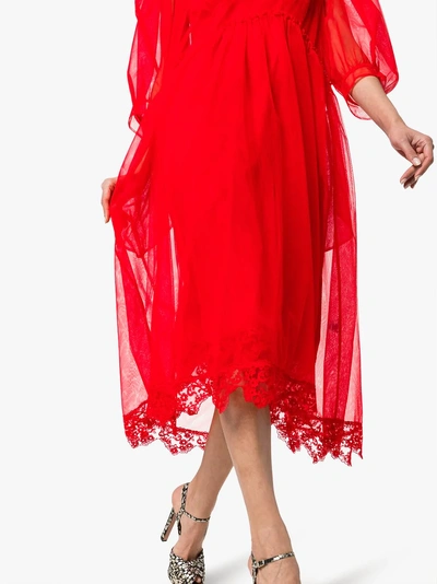 Shop Simone Rocha Balloon-sleeve Lace-trim Tulle Dress In 0069 Tulle