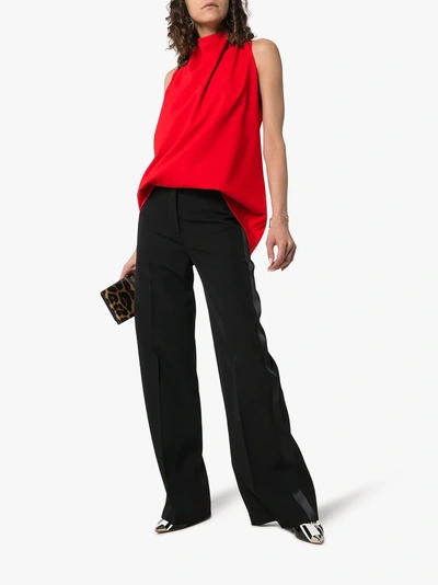 Shop Beaufille High Neck Mallo Blouse In Red