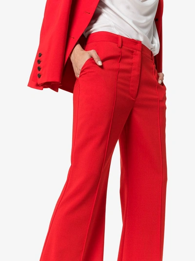 Shop Beaufille Barnet High-waisted Flared Wool-blend Trousers In Red