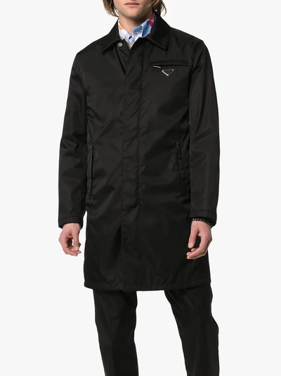 Shop Prada Gabardine Raincoat In Black