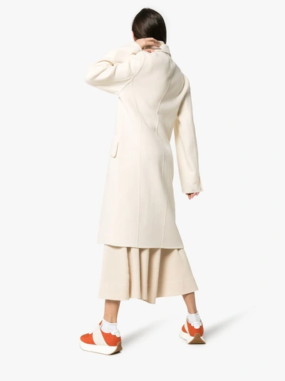 Shop Jw Anderson Ivory Double Face Wool Scarf Coat In White