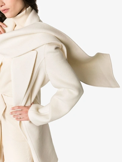 Shop Jw Anderson Ivory Double Face Wool Scarf Coat In White