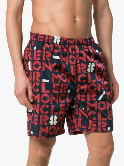 Shop Moncler Genius Logo Print Swim Shorts - Men's - Polyamide In Blue