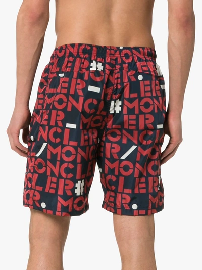 Shop Moncler Genius Logo Print Swim Shorts - Men's - Polyamide In Blue