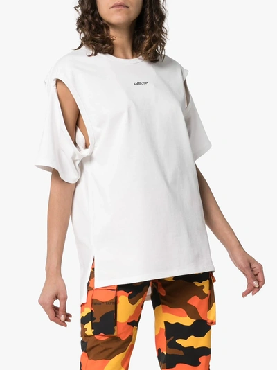 Shop Ambush 2way Cutout Logo Print Cotton T Shirt In White
