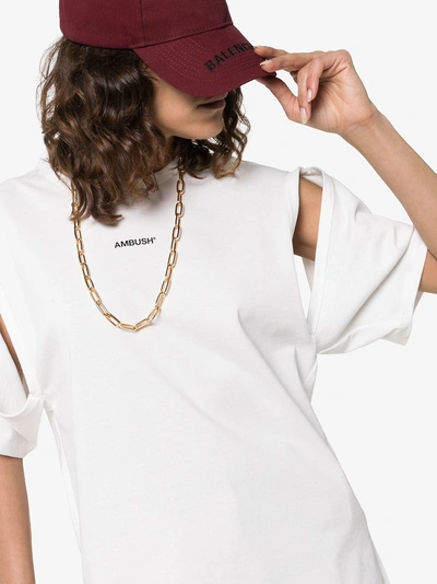 Shop Ambush 2way Cutout Logo Print Cotton T Shirt In White