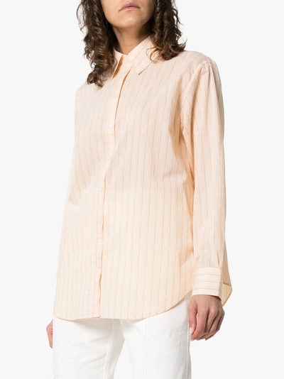 Shop Acne Studios Pinstripe Shirt In Peach