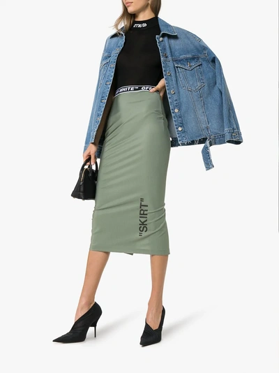 Shop Off-white Mid-rise Skirt Print Skirt In Green