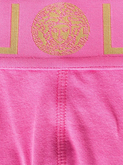 Shop Versace Jacquard Logo Embroidered Medusa Briefs In A87f Pink