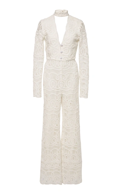 Shop Alexis Onata Cotton-lace Wide-leg Jumpsuit In White