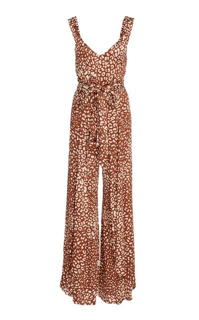 Shop Alexis Tyrell Cheetah-print Crepe Wide-leg Jumpsuit