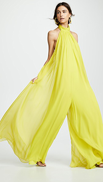 green halter neck jumpsuit