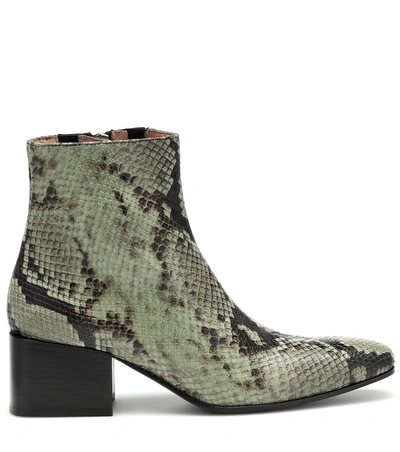 Shop Acne Studios Embossed Leather Ankle Boots In Green