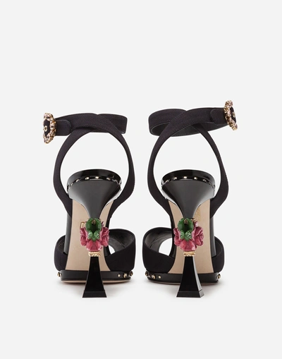 Shop Dolce & Gabbana Printed Charmeuse Sandals With Sculptural Heel In Floral Print