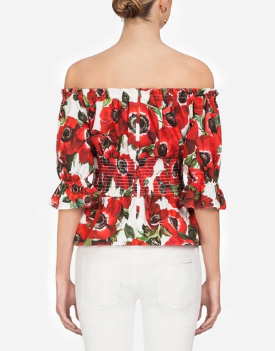 Shop Dolce & Gabbana Anemone-print Cotton Top In Floral Print