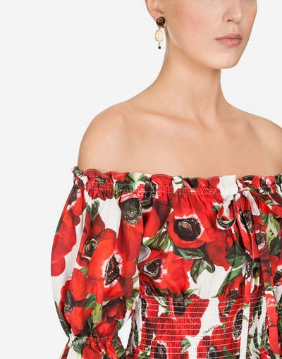 Shop Dolce & Gabbana Anemone-print Cotton Top In Floral Print