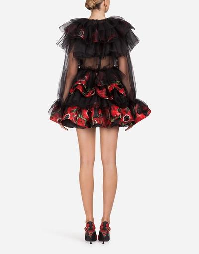 Shop Dolce & Gabbana Ruffled Short Organza Dress In Black