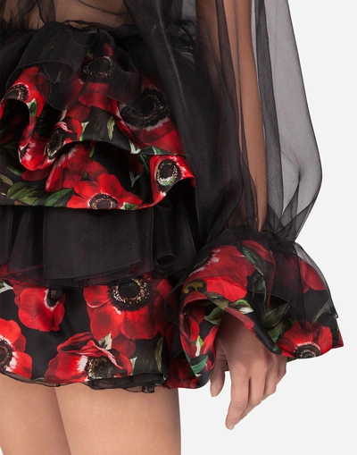 Shop Dolce & Gabbana Ruffled Short Organza Dress In Black