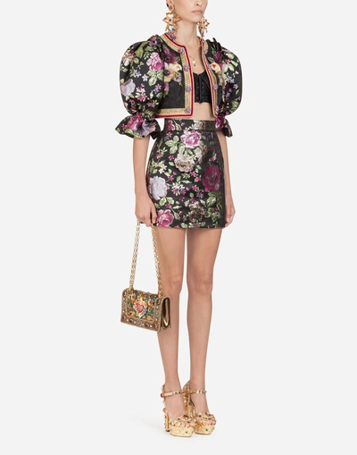 Shop Dolce & Gabbana Short Lurex Jacquard Skirt In Multi-colored