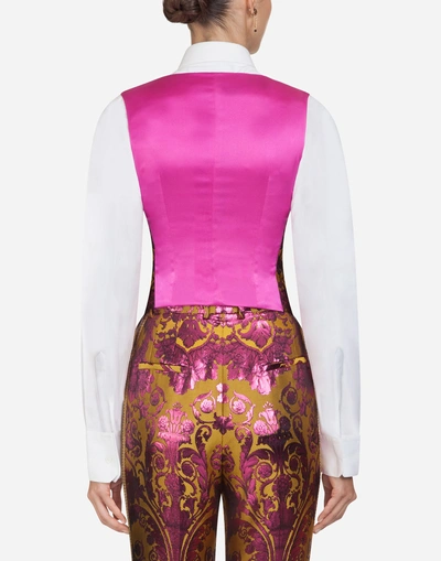 Shop Dolce & Gabbana Lurex Jacquard Vest In Multi-colored