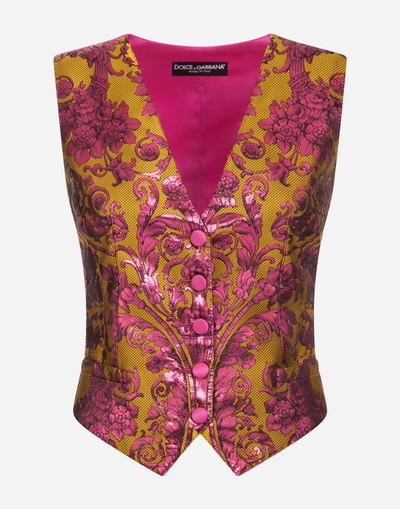 Shop Dolce & Gabbana Lurex Jacquard Vest In Multi-colored