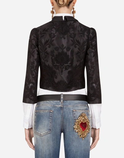 Shop Dolce & Gabbana Organza Jacket With Embroidery In Black