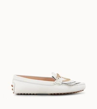 Shop Tod's Gommino Driving Shoes In Leather In White