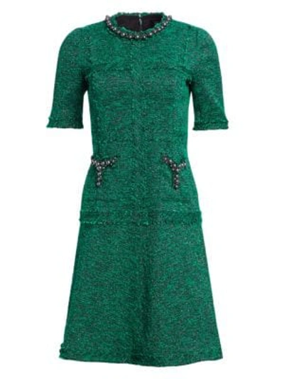 Shop Teri Jon By Rickie Freeman Short-sleeve A-linedress In Green