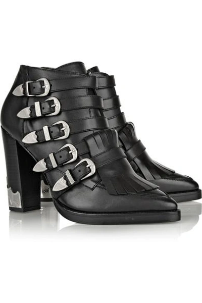 Shop Toga Embellished Leather Ankle Boots In Black