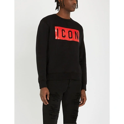 Shop Dsquared2 Icon Cotton-jersey Sweatshirt In Black