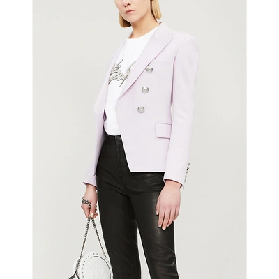 Shop Balmain Double-breasted Wool Jacket In Lilac