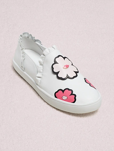 Lima Floral Leather Slip on Sneakers In White