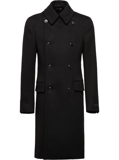 Shop Prada Double-breasted Coat - Black