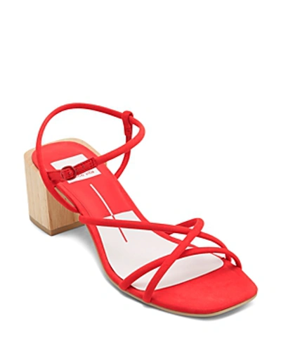 Shop Dolce Vita Women's Zayla Wooden Block Heel Sandals In Red Nubuck