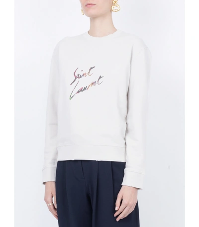 Shop Saint Laurent Graphic Logo Sweatshirt In White