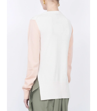 Shop Loewe Panelled Tie-sleeve Sweater In Cream And Peach