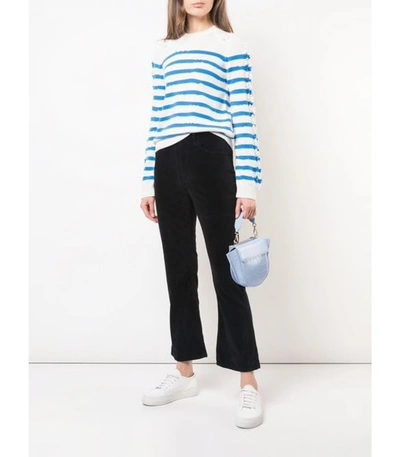 Shop Barrie Crewneck Striped Pullover In Blue And White