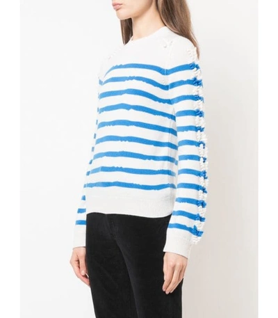 Shop Barrie Crewneck Striped Pullover In Blue And White