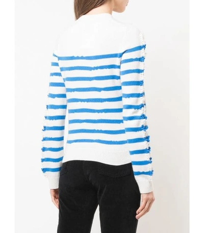 Shop Barrie Crewneck Striped Pullover In Blue And White