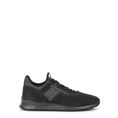 Shop Tod's Charcoal Suede Trainers In Black And Grey