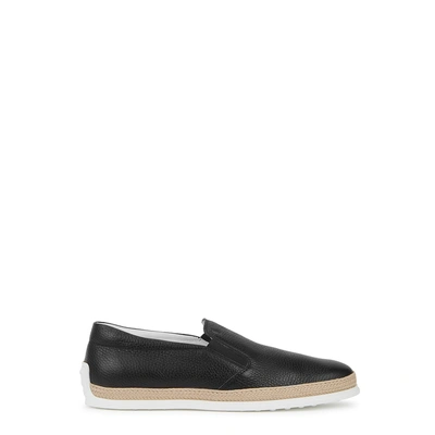 Shop Tod's Black Grained Leather Skate Shoes